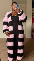 Black & Lavender Chunky Cardigan